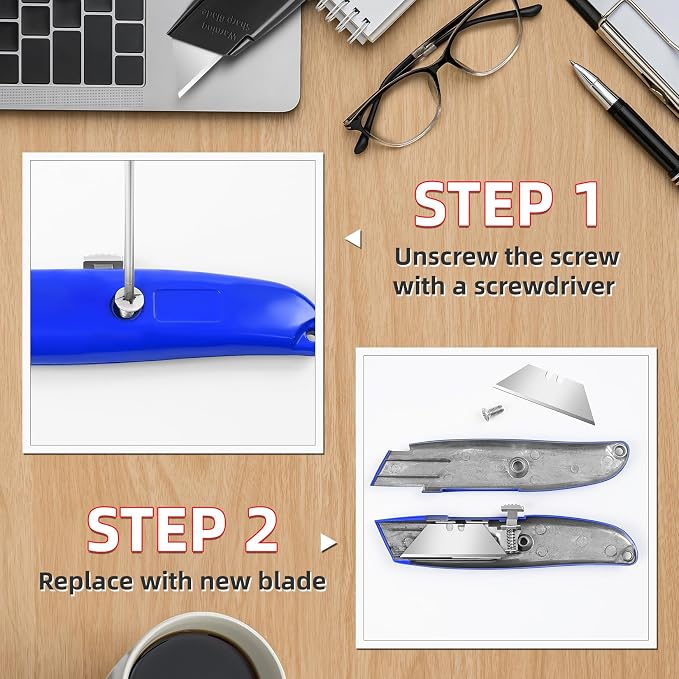 DIYSELF Utility Knife, 20 Pack Heavy Duty Box Cutter Retractable, Box Cutter - Image 5
