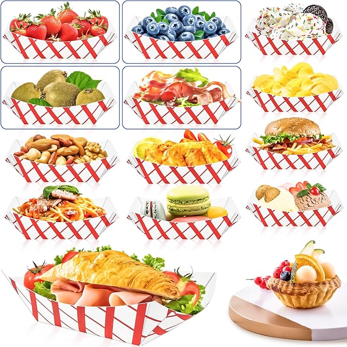 120 Pack 2Lb Paper Food Boat Trays Disposable Paper Boats Containers, Checkered - Image 4
