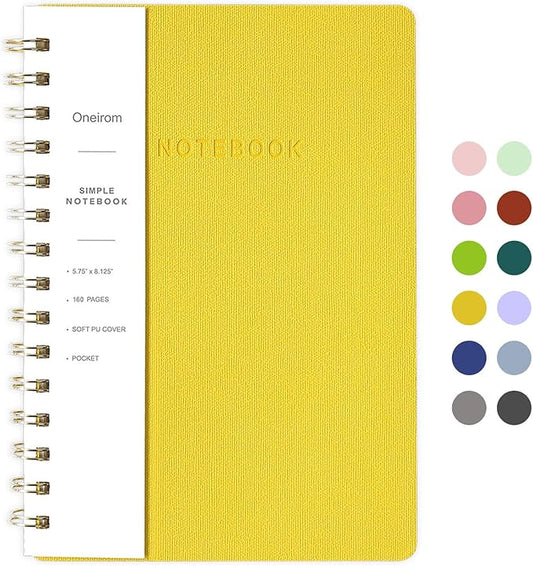 Spiral Notebook-6.10" x 8.19" College Ruled Journal with Inner Pockets and 160 Pages,PU Leather Cover Business Journal, Twin-Wire Binding Notebook Perfect for Office & Home School Supplies-DeskLoop Office