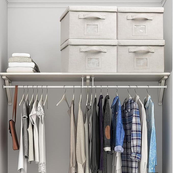 Large 17''x12'' Quart Collapsible Stackable Storage Bins with Lids, 4 Packs Off White Fabric Closet Boxes with Lids, Storage Cube Baskets Container Organizers for Bedroom Office(17''x12.2x''8'')-DeskLoop Office