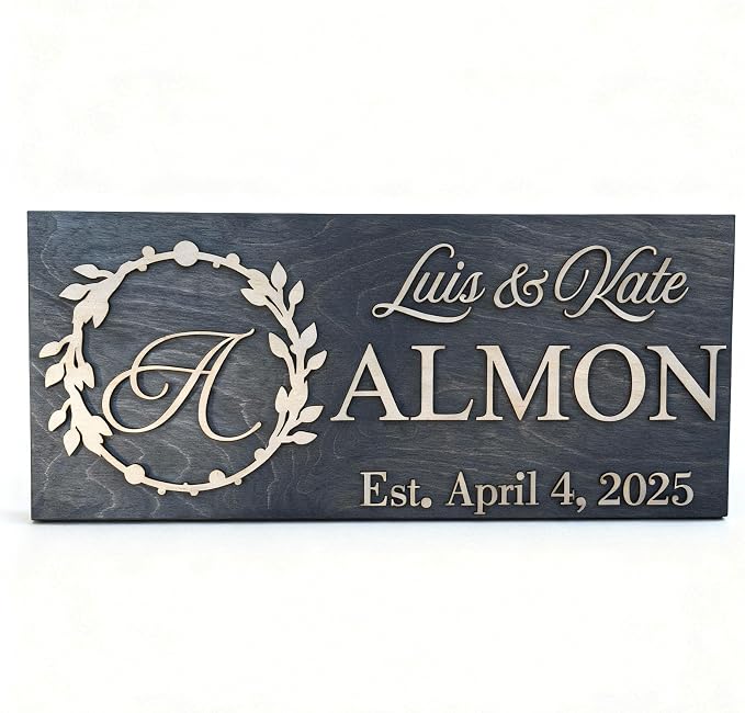 Custom Family Name Sign | Personalized Wooden Wedding Gift | Rustic Last Name by WoodHarmonyUS