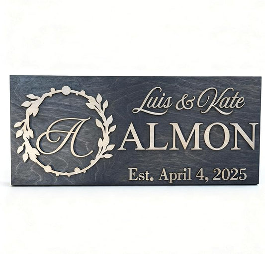 Custom Family Name Sign | Personalized Wooden Wedding Gift | Rustic Last Name by WoodHarmonyUS