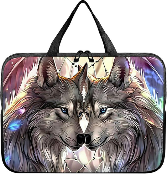 Laptop Sleeve Case Bag 15 inch, Couple Wolf Slim Carrying Case Durable Handbag Travel Laptop Bag for 15 inch MacBook Air M3/M2/15 Pro/Surface Laptop 7/6/5/4/3/ Dell XPS 15 Plus