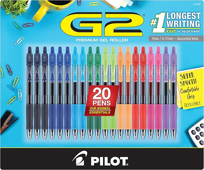 Pilot G2 Premium Refillable and Retractable Gel Ink Pens Fine Point, by PilotCorporationofAmerica