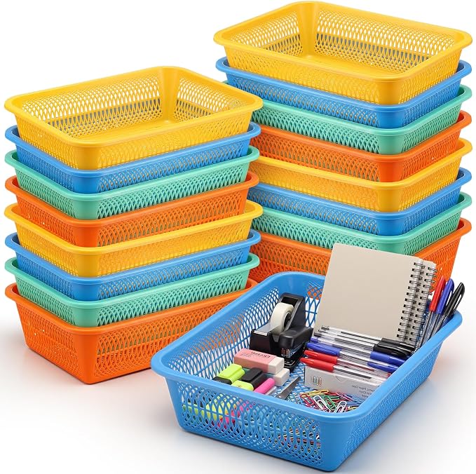 Zhehao 14 x 10 x 4 Inch 16 Pack Paper Organizer Basket Small Plastic Storage by Zhehao