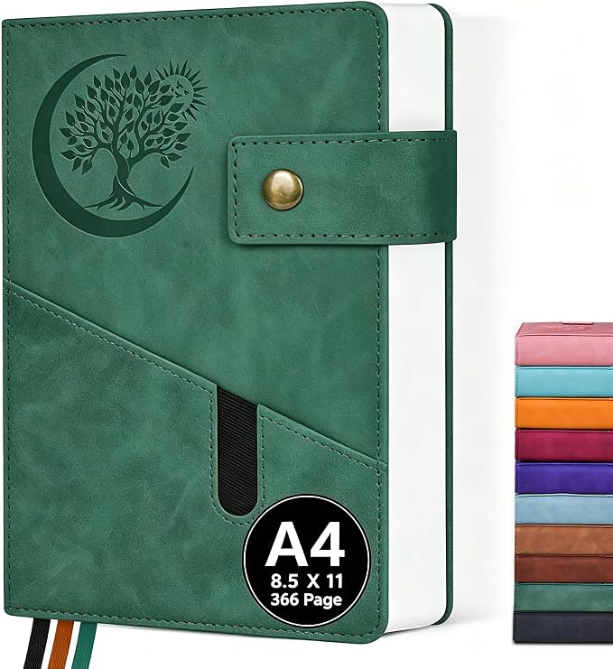 PAIBAS 8.5 x 11 Lined Notebook Journal 366 Pages Leather Journal by PAIBAS