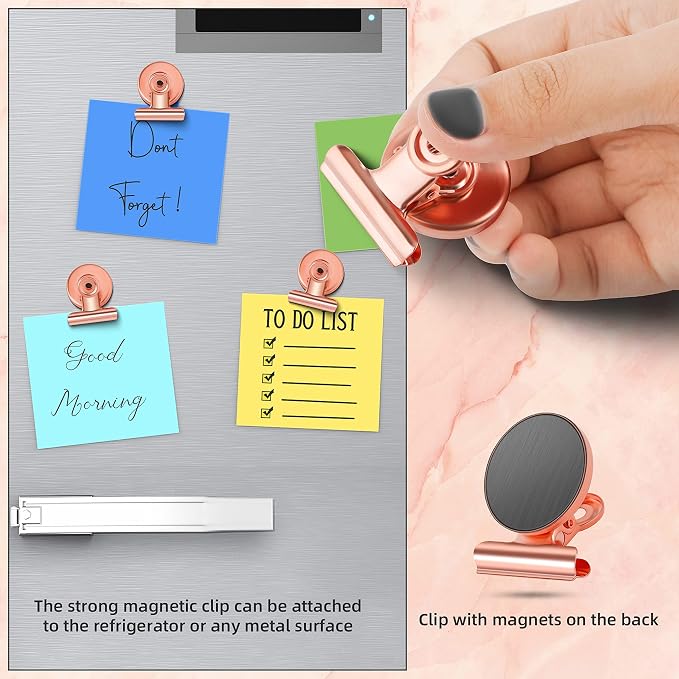 Grtard 24pack Rose Gold Magnetic Clips, Strong No-Scratch Refrigerator Magnets - Image 3