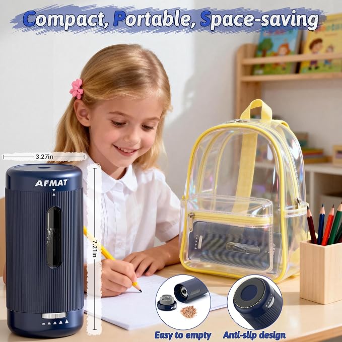 AFMAT Electric Pencil Sharpener, Auto in & Out, 5 Nibs, 7K+ Uses, Fully - Image 6