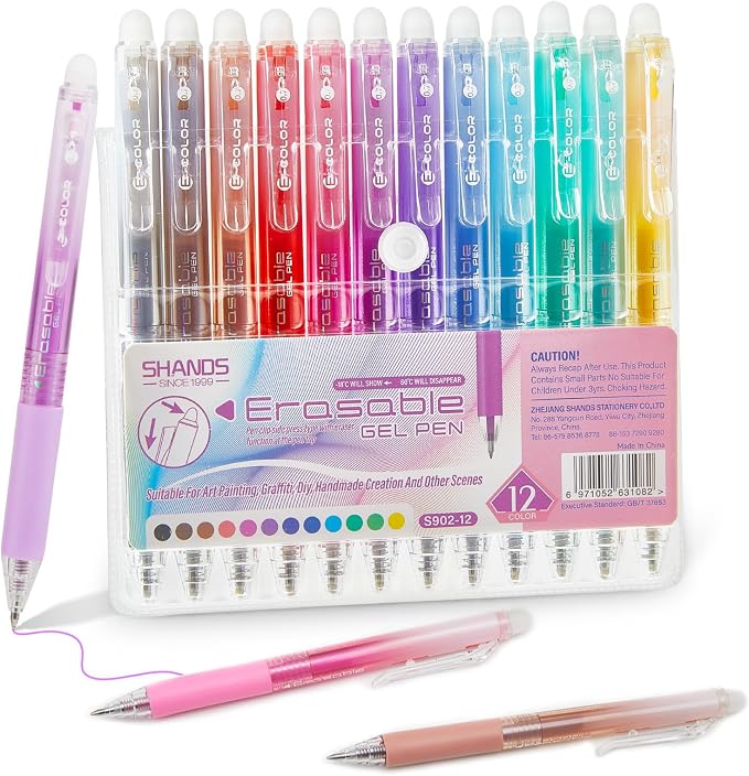 Retractable Erasable Gel Pens Clicker, Fine Point 0.7mm Smooth Writing Pens by Unknown