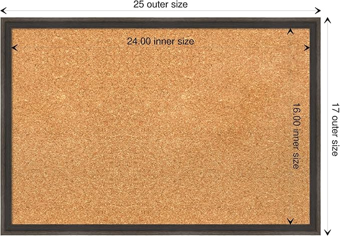 Amanti Art Natural Cork Board for Wall, 17x25 Vision Board with Brown Wood Frame, Medium Corkboard Office Decor for Home Organization, Casual Corkboard Pinboard to display items for home organization-DeskLoop Office