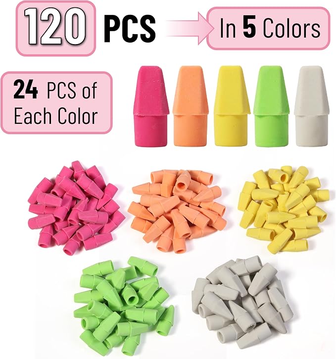 Mr. Pen- Pencil Erasers Toppers, 120 Pack, Latex Free, No Smudge | Mr Pen - Image 2