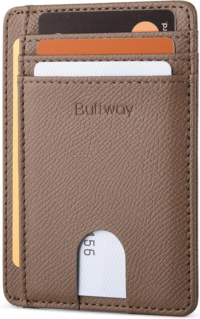 Buffway Slim Minimalist Front Pocket RFID Blocking Leather Wallets by Buffway