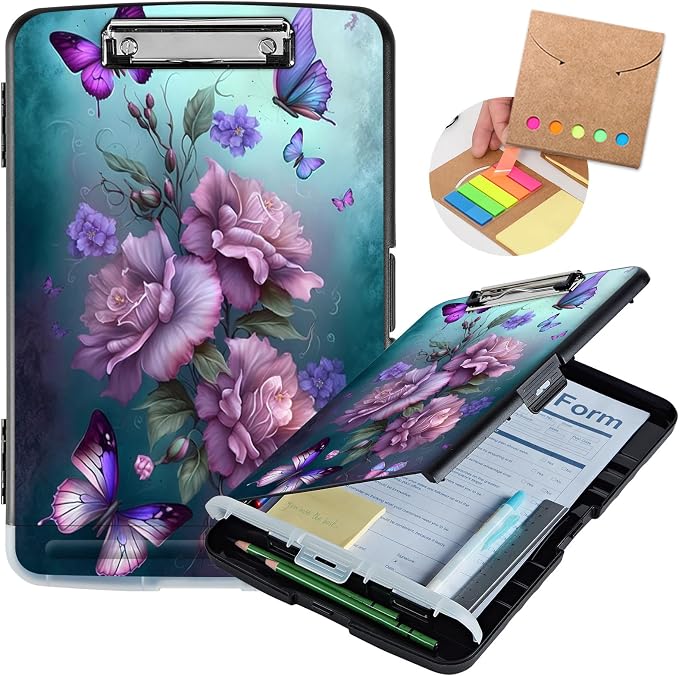 Clipboard with Storage, Heavy Duty Plastic Storage Clipboard with Low Profile by Unknown