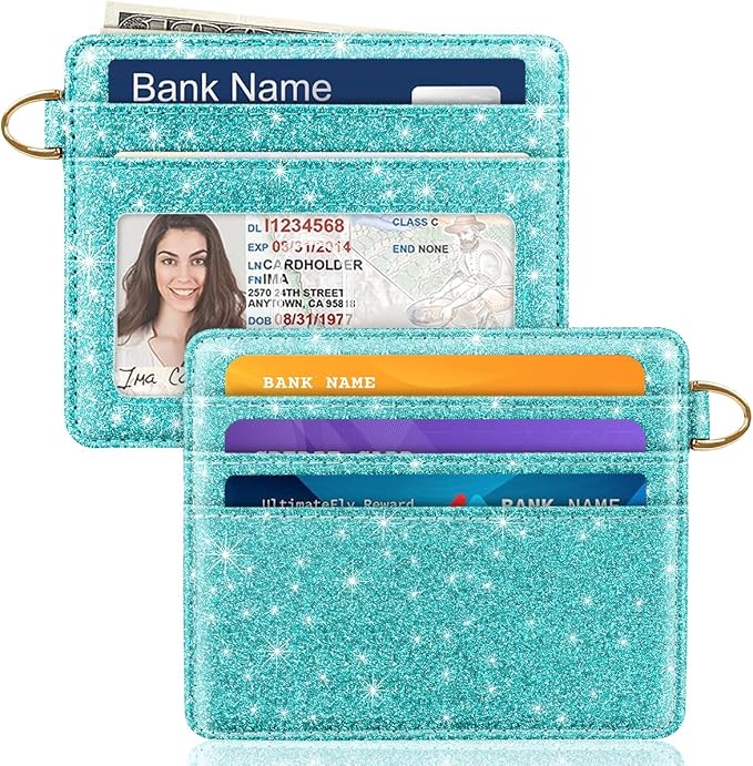 Slim Credit Card Holder Glitter Leather Small Wallet Women Thin Cards Holders by Simikol
