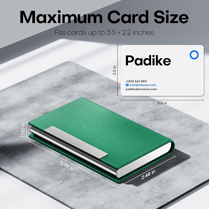 Padike Business Card Holder, Business Card Case Professional PU Leather & - Image 5