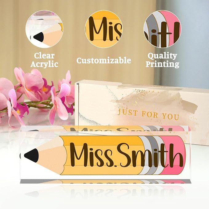 Teacher Name Plate for Desk, Acrylic Desk Name Plate Personalized Office Desk - Image 5