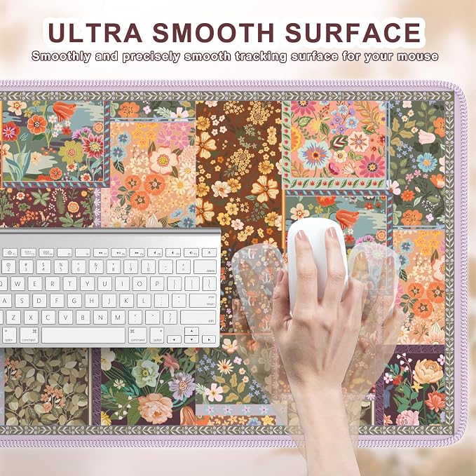 iCasso Floral Desk Pad Mat, Large Mouse Pad, Desk Matt - Image 3