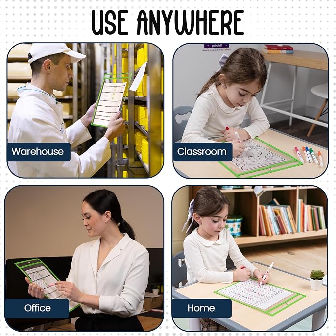 Essex Wares - 6 Pack, Dry Erase Pocket Document Protectors, Water-Resistant & - Image 5