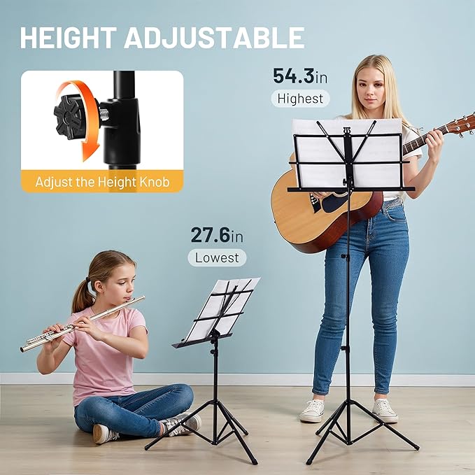 CAHAYA Portable Sheet Music Stand: Dual Use Desktop Book Holder Folding - Image 4