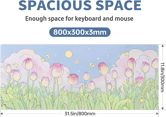 Kawaii Flower Mouse Pad Large Desk Mat Extended Keyboard Mouse Pad Cute XL - Image 2