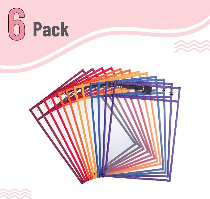 Mr. Pen- Reusable Dry Erase Pocket Sleeves, 12 Pack, Colorful | Sunset Color - Image 2