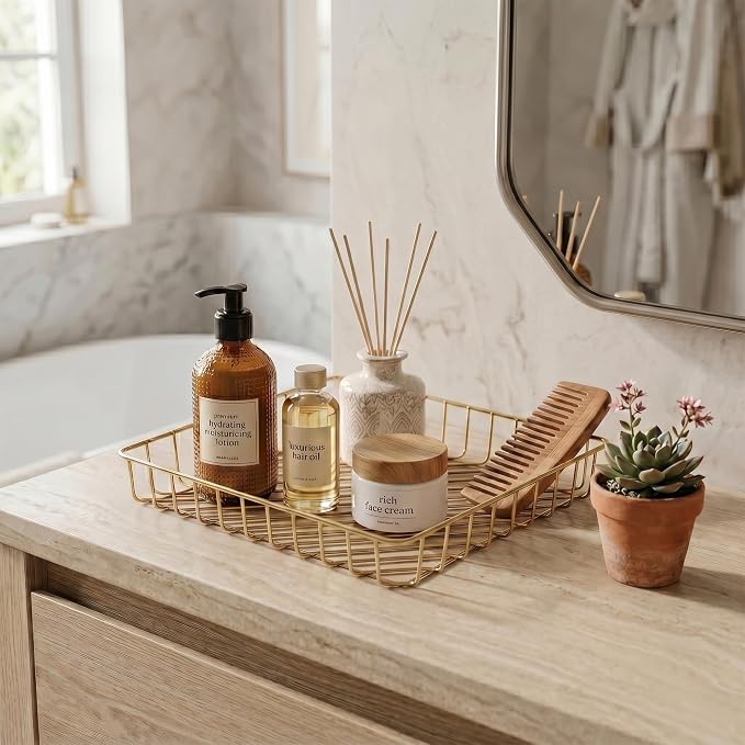 Elegant Gold Wire Desk Tray Organizer - Image 5