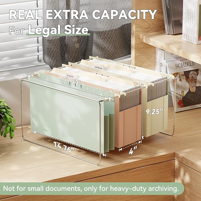 Plastic Legal Size Hanging File Folders Extra Capacity, 6 Pack Legal Expandable - Image 3