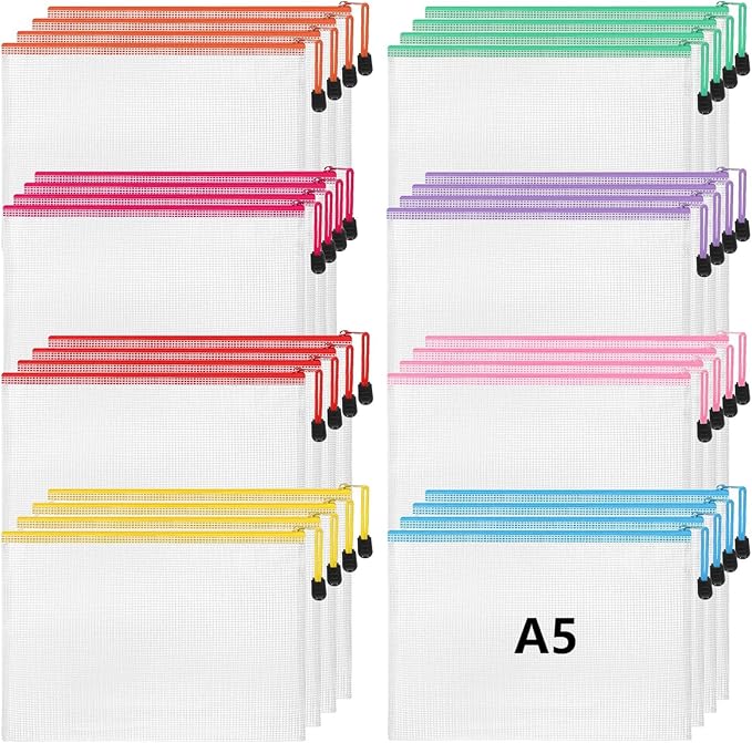 Jetec 32 Pcs Mesh Zipper Bags Toy Storage Bikini Organizer Bag Bolsas Para Guardar Trajes De Baño Waterproof Zipper Reusable Pouch Puzzle Multipurpose for Storage Office(Stylish Color,9 x 7 Inch)-DeskLoop Office