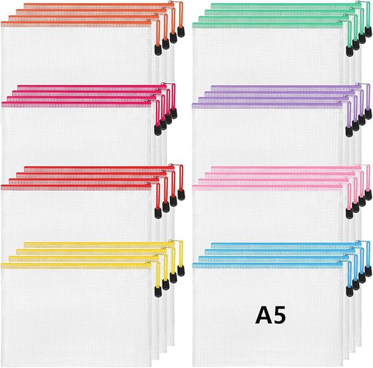 Jetec 32 Pcs Mesh Zipper Bags Toy Storage Bikini Organizer Bag Bolsas Para Guardar Trajes De Baño Waterproof Zipper Reusable Pouch Puzzle Multipurpose for Storage Office(Stylish Color,9 x 7 Inch)-DeskLoop Office