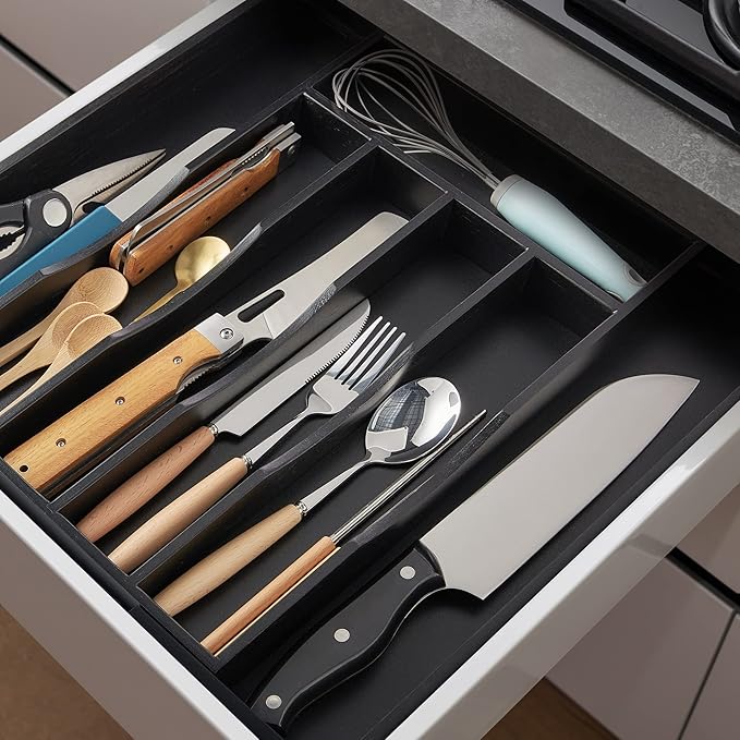 oridom 2-Piece Expandable Bamboo Kitchen Drawer Organizer - Image 3