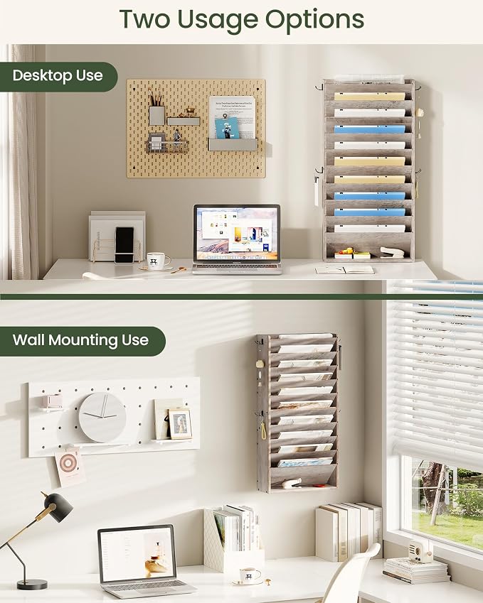 CHOEZON Wall File Organizer, 10-Tier Hanging Mail Organizer, Wall Mount File - Image 5