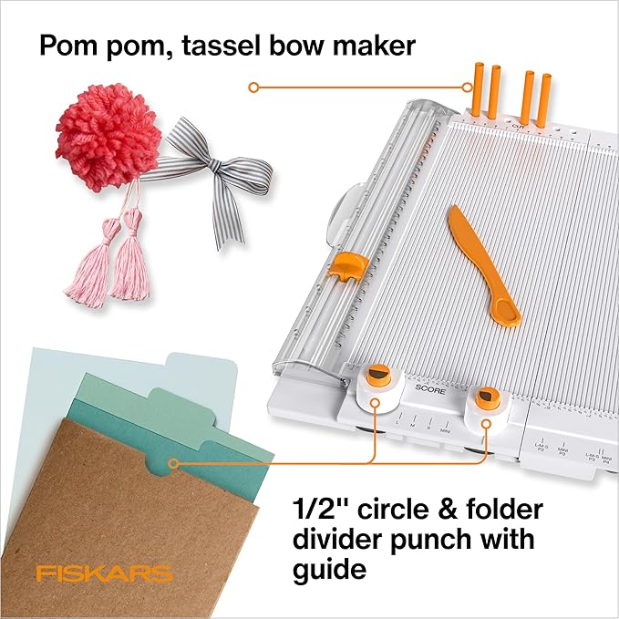 Fiskars 12" All-in-One PPC Tool, TripleTrack System, Scoring Surface, Pom Pom - Image 3
