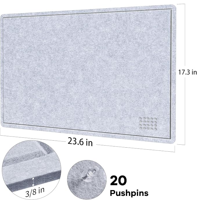 Lightomorrow Bulletin Board, 24 x 18 inches Felt Board - Image 3