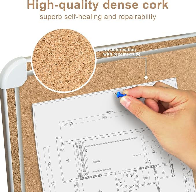 Cork Bulletin Board, 48 X 32 Inches Cork Strip Frame Message Vision Board - Image 4