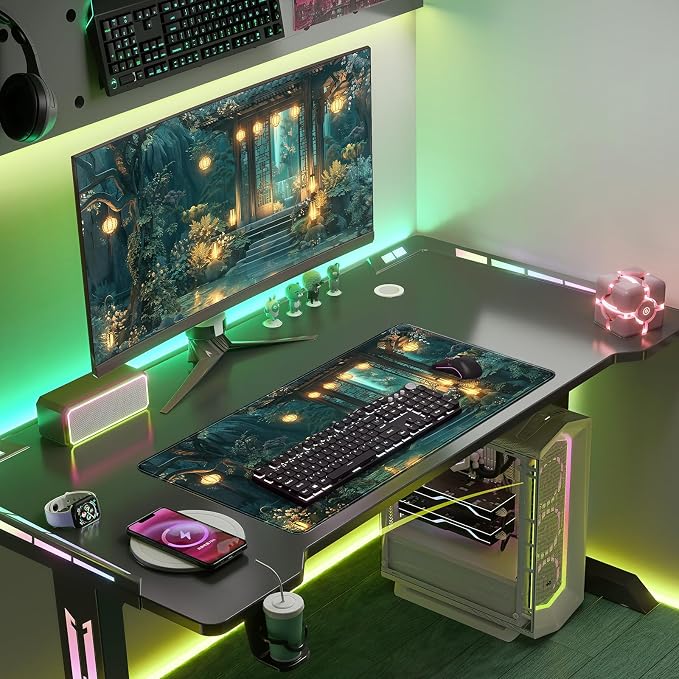 Cozy Anime Mouse Pad- Green Lofi Desk Mat - Image 2