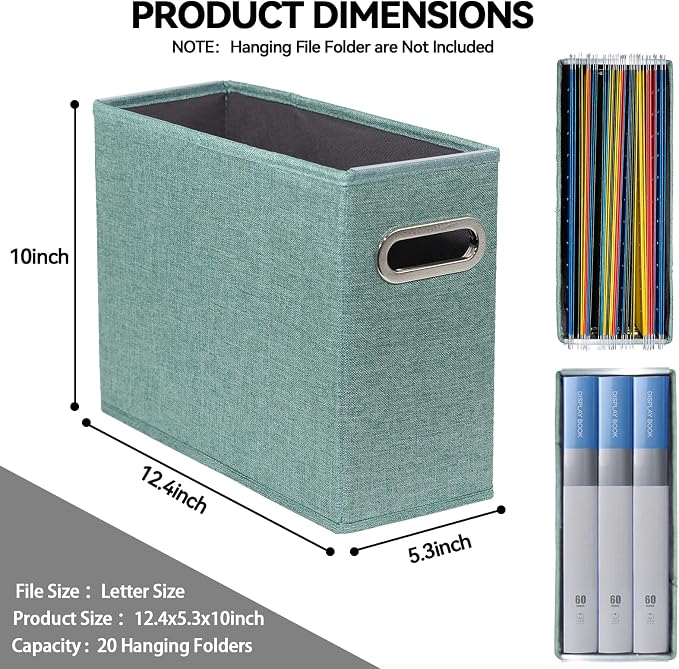 6 Pack Letter Size File Storage Box Collapsible，Fabric Hanging File Folders - Image 2