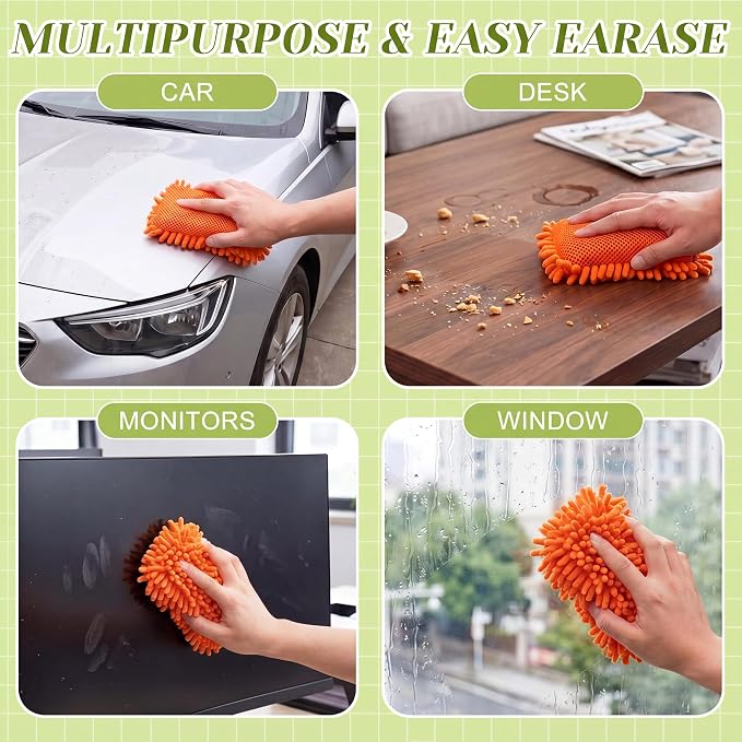 Zonon 4 Pieces Dry Erase Eraser Microfiber Shag Washable Whiteboard Eraser - Image 5