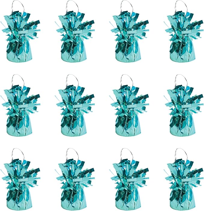 Beistle 50804 12-Piece LB Metallic Wrapped Balloon Weights, Light Blue by Beistle