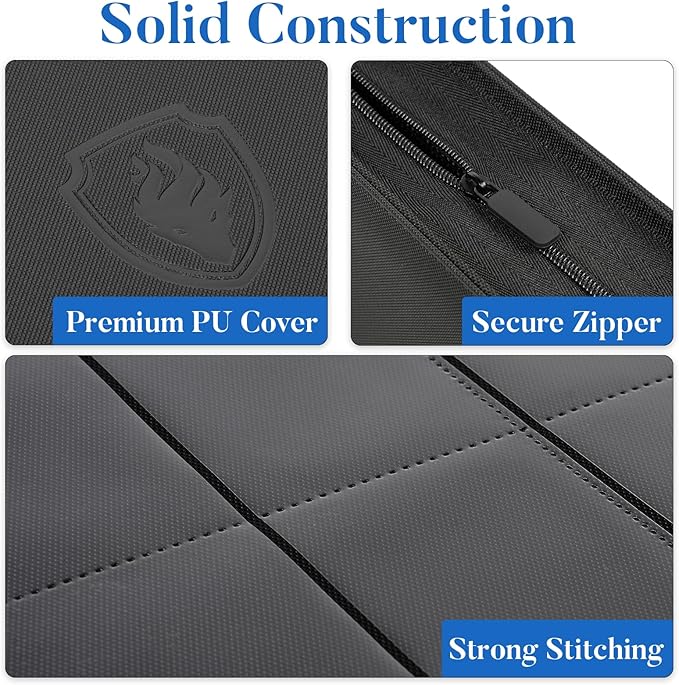 Premium Zip Card Binder, Fabmaker 9 Pocket Trading Card Binder, PU Cover Zipper - Image 2