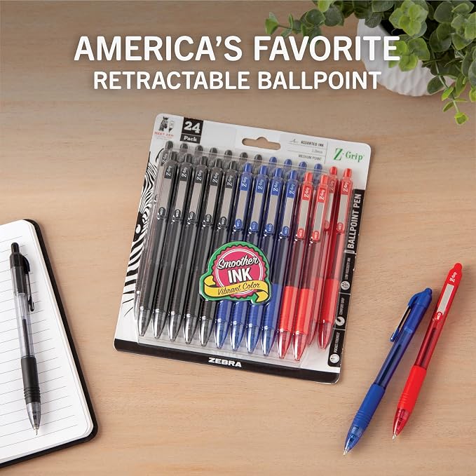 Zebra Pen Z-Grip Retractable Ballpoint Pen, 1.0mm Medium Point, School & Office - Image 2