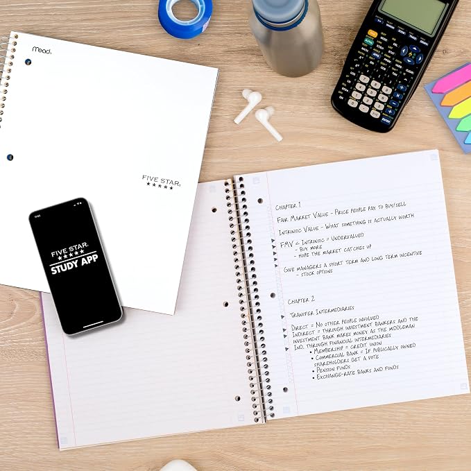Five Star Spiral Notebook + Study App, 5 Subject, College Ruled Paper, 8-1/2" x - Image 3