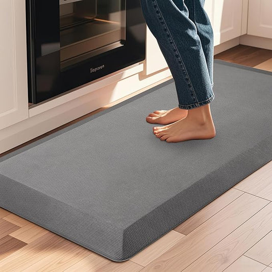 Anti Fatigue Kitchen Mats for Floor, Grey 9/10 Extra Thick Cushioned Standing Desk Mat, Comfort Memory Foam Ergonomic Kitchen Rugs and Mats Non-Slip Waterproof for Office, Kitchen, Sink, 20" x 39"-DeskLoop Office