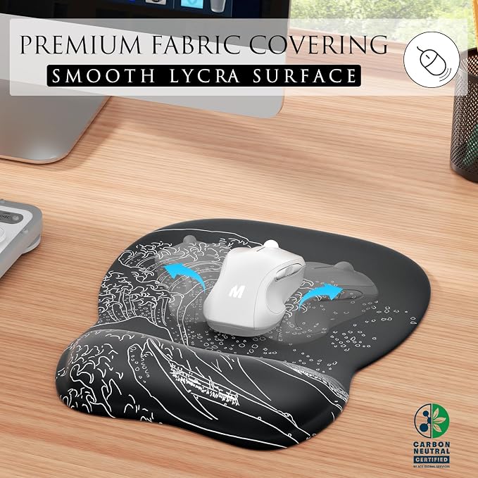 MROCO Ergonomic Mouse Pad with Gel Wrist Rest, 9.4 x 8.1 in, Kanagawa Wave | - Image 2
