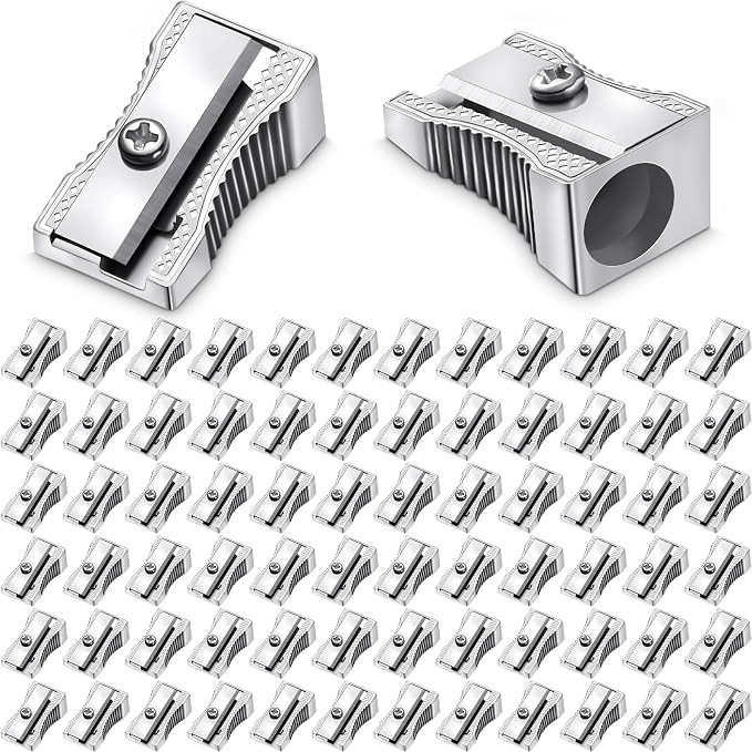 Fumete 120 Pcs Metal Mini Pencil Sharpeners Bulk Handheld Metal Pencil by Fumete