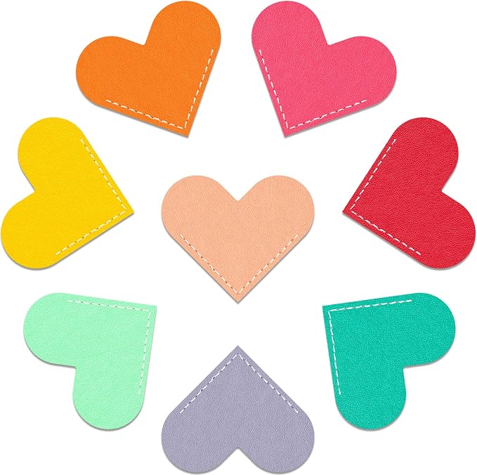 Leather Heart Bookmarks, Cute Handmade Page Corner Book Markers, Reading Gifts by Unknown
