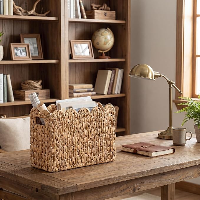 StorageWorks Hand-Woven Magazine Holder, Magazine Wicker Basket - Image 6