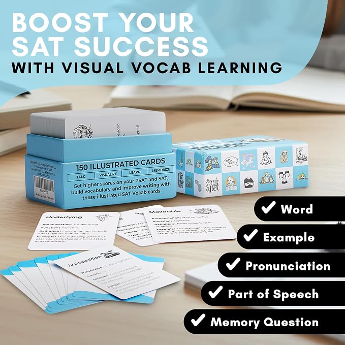 SAT Vocabulary Builder Flash Cards & Study Guide 2026 – 150 Visual Learning - Image 2