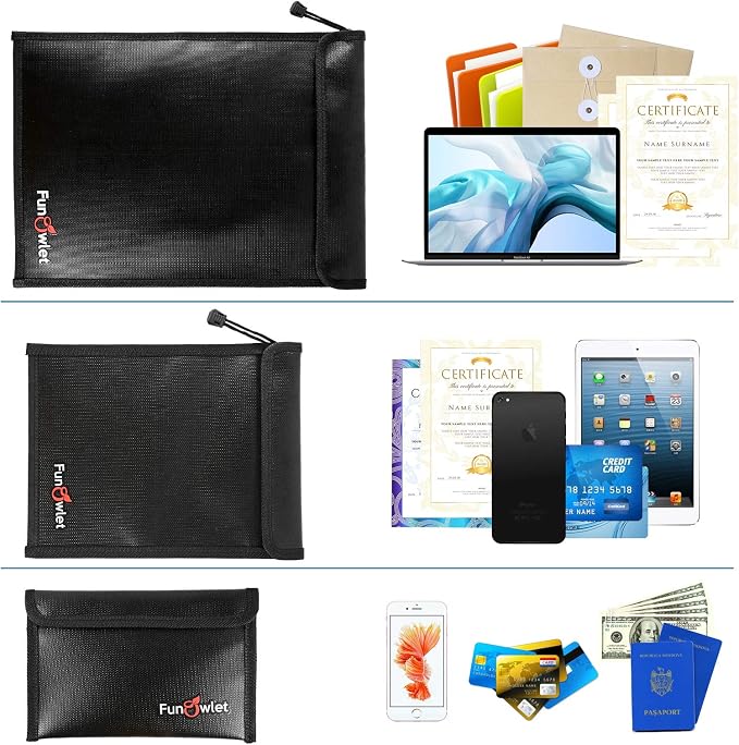 Fireproof Waterproof Money Document Bag, Zipper Storage Organizer, - Image 5