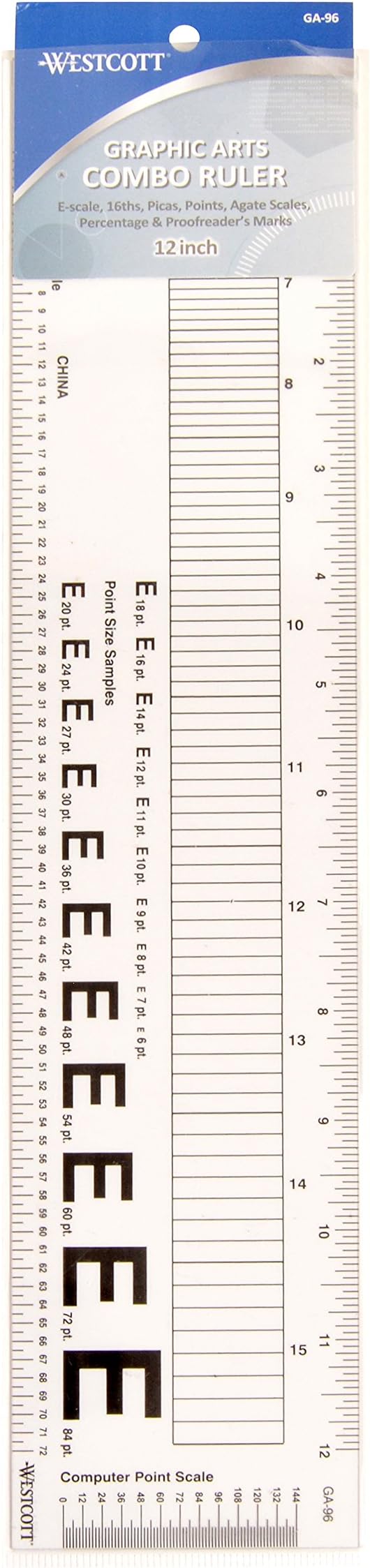 Westcott GA-96 Computer Point & Pica Ruler, Transparent Graphic Arts Ruler - Image 2