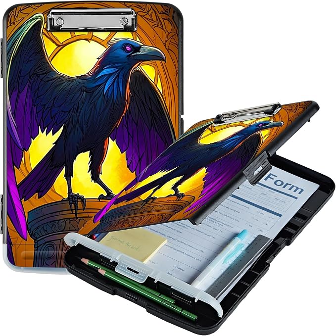 Eagle with Purple Wings A4 Clipboard with Storage Pen Holder, Clipboards by Unknown